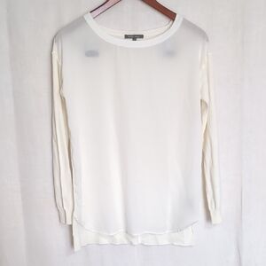 Retro-ology White Wide Neck Long Sleeve Blouse Size Small
